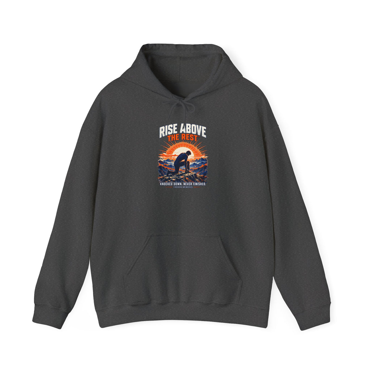 Rise Above The Rest Hoodie — Surfer Sunset Graphic Hooded Sweatshirt