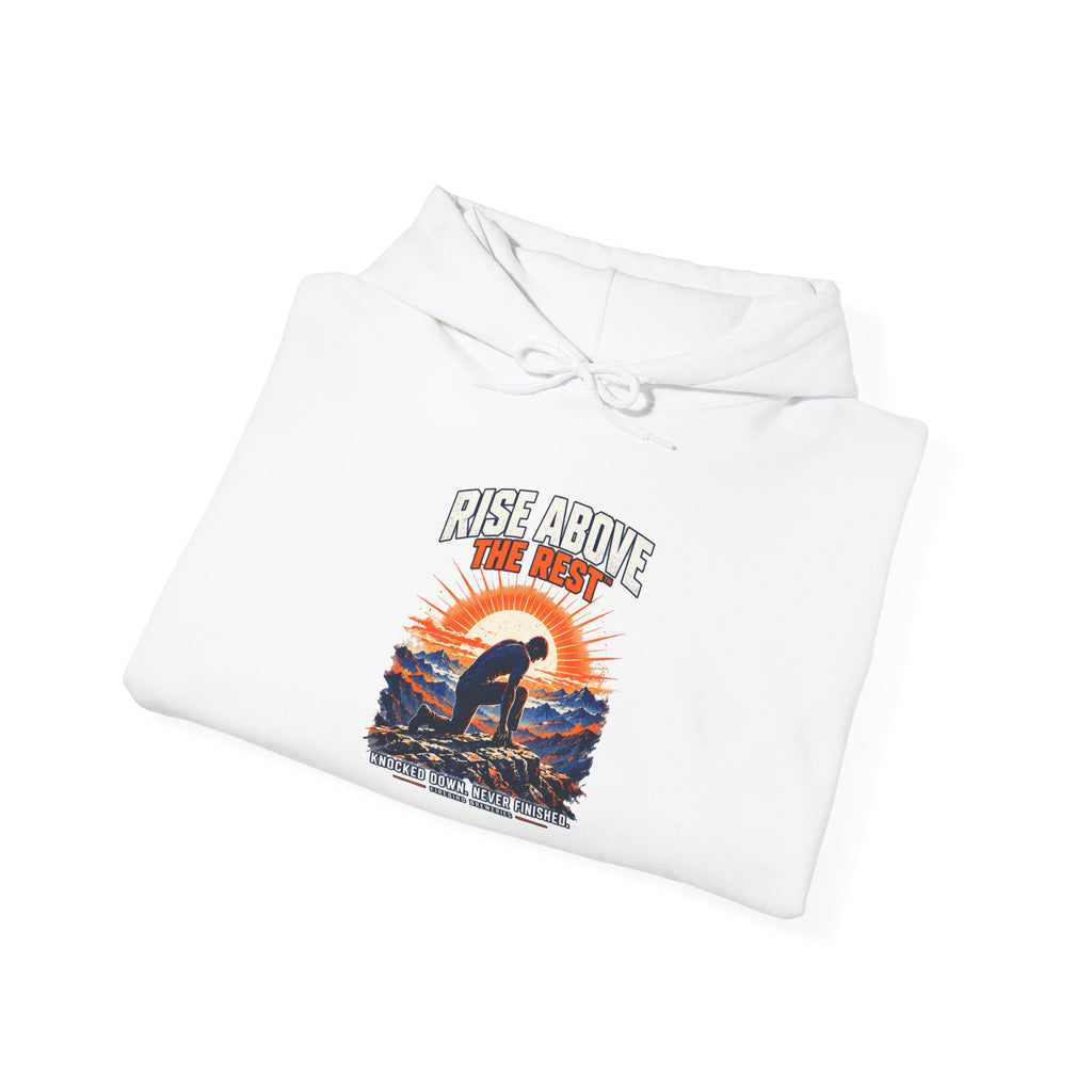 Rise Above The Rest Hoodie — Surfer Sunset Graphic Hooded Sweatshirt