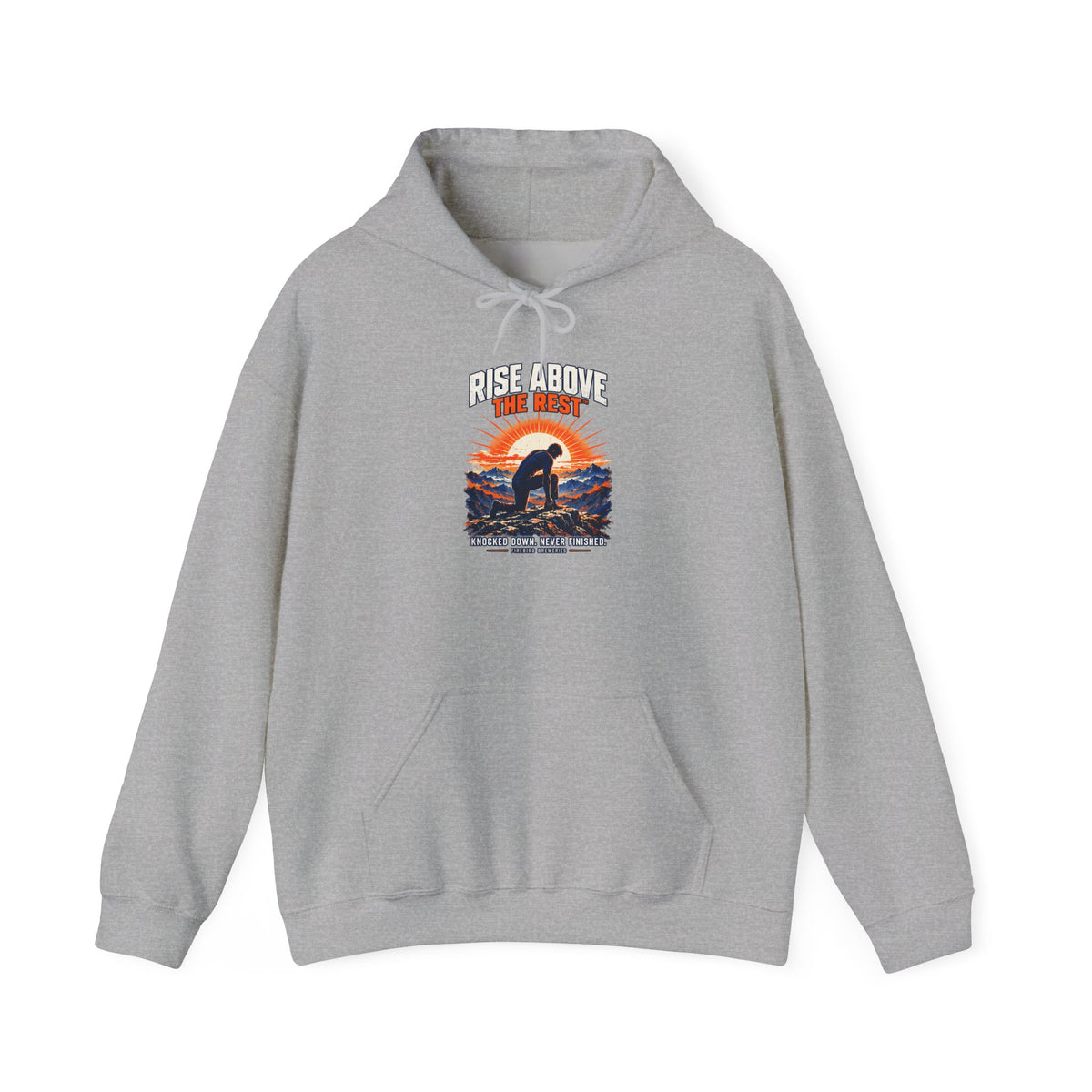 Rise Above The Rest Hoodie — Surfer Sunset Graphic Hooded Sweatshirt