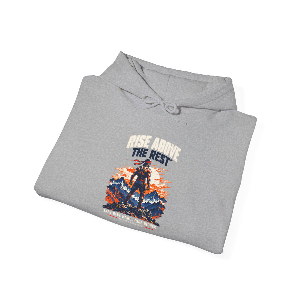 Adventure Graphic Hoodie — “Above the Rest” Mountain Sunset Pullover