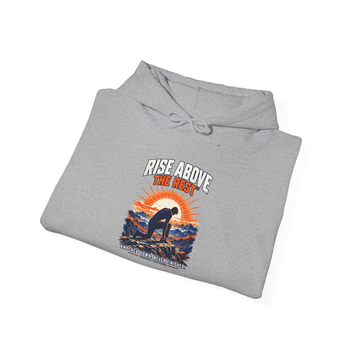 Rise Above The Rest Hoodie — Surfer Sunset Graphic Hooded Sweatshirt