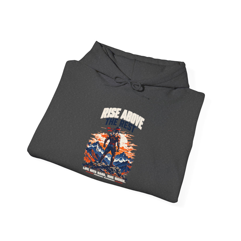 Adventure Graphic Hoodie — “Above the Rest” Mountain Sunset Pullover