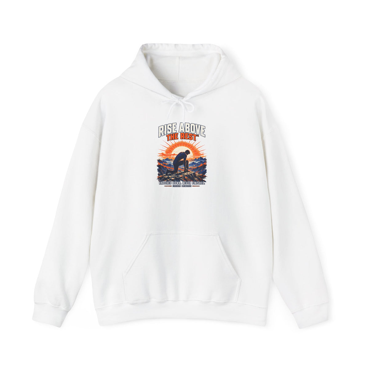 Rise Above The Rest Hoodie — Surfer Sunset Graphic Hooded Sweatshirt
