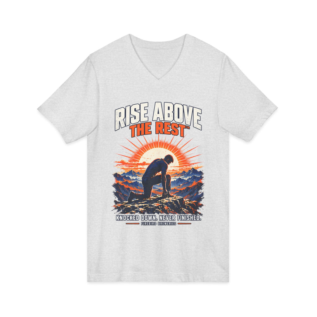 Rise Above the Rest™ V-Neck Tee — Surf Sunset Graphic