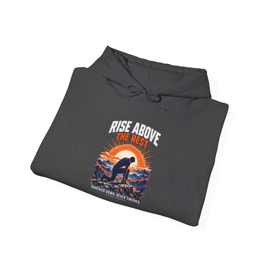 Rise Above The Rest Hoodie — Surfer Sunset Graphic Hooded Sweatshirt